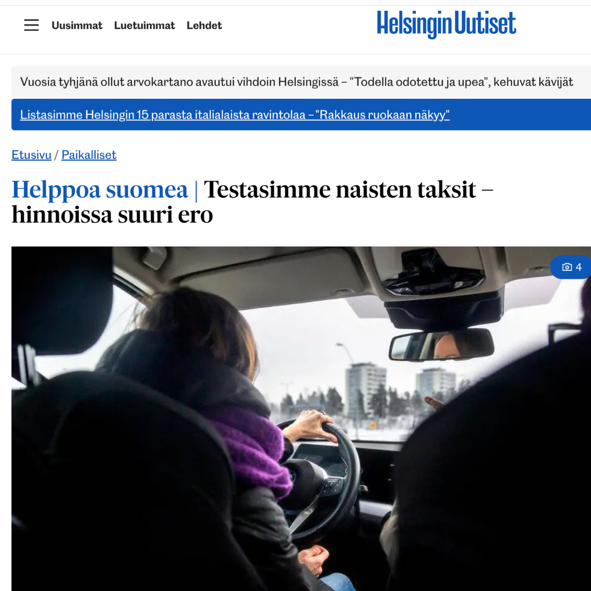 Helsingin Uutiset: We tested women's taxis – there's a big price difference